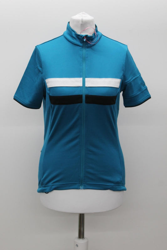 RAPHA Ladies Blue Wool Blend Brevet Short Sleeve Zip Cycling Jersey S BNWT