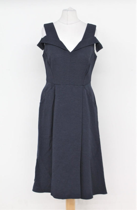 PHASE EIGHT Ladies Navy Blue Knee Length Sleeveless Ellis Dress UK10 NEW