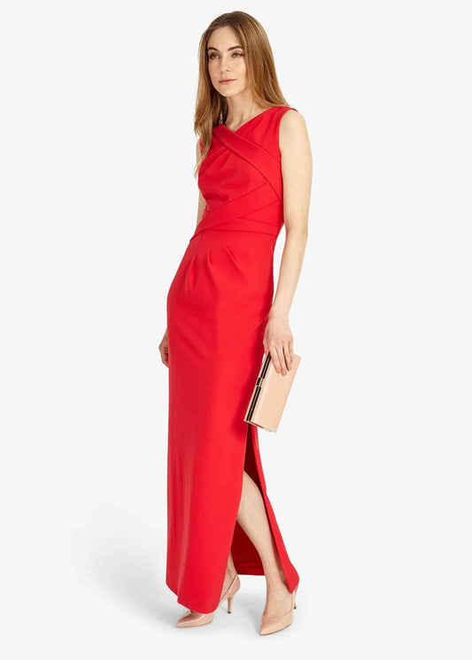 Phase Eight Georgie Full Length Maxi Dress Carmine Size UK14 RRP140