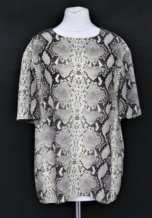 HOBBS Ladies Beige Pure Silk Cali Snake Print Short Sleeves Top UK10 BNWT RRP110