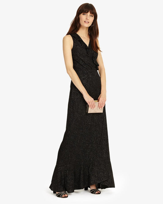 PHASE EIGHT Ladies Black Mettalic Fibre Neona Lurex Maxi Dress UK16 BNWT RRP130