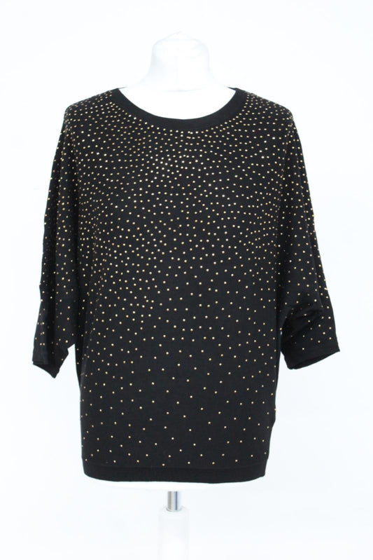 PHASE EIGHT Ladies Black Gold Batwing Sleeve Scattered Stud Becca Top XS BNWT