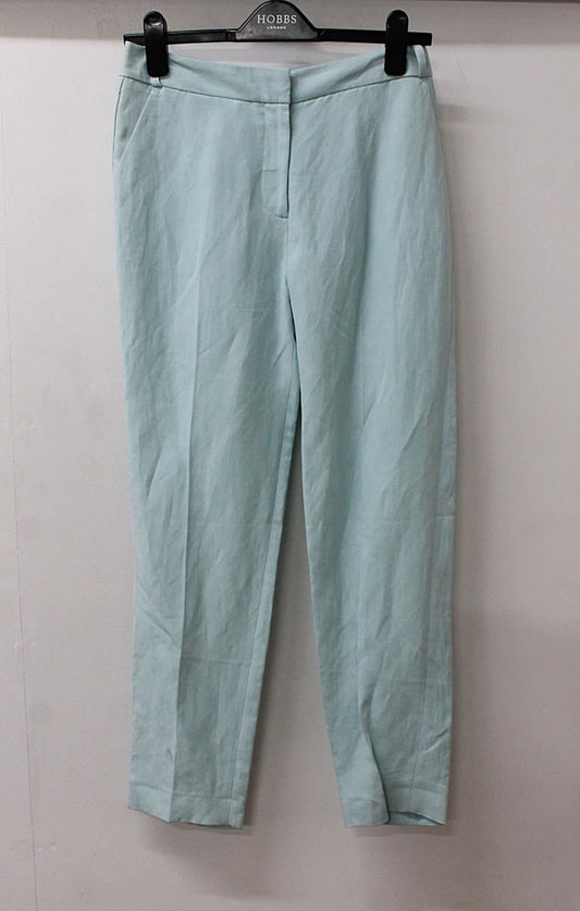HOBBS Ladies Daniella Pale Eau De Nil Linen Silk Trousers UK8 NEW RRP110