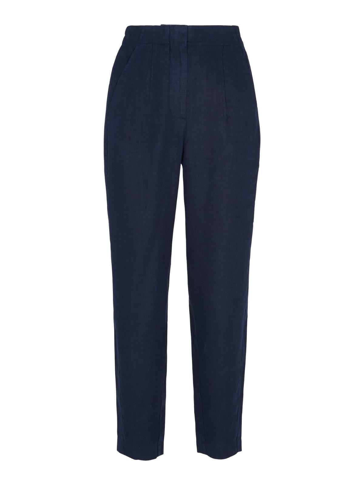 WHISTLES Ladies Navy Ankle Length Barrel Leg Linen Trousers RRP99 UK6 NEW