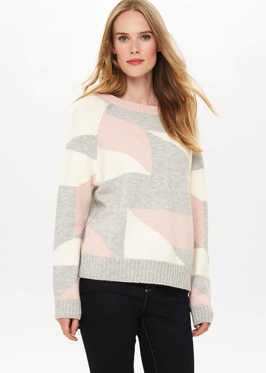 Phase Eight Calla Geo Knitted Jumper Soft Pink L RRP85