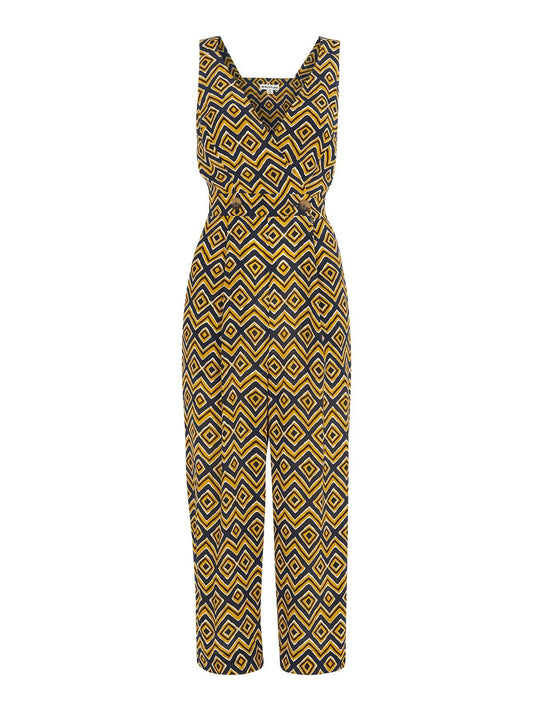 WHISTLES Ladies Yellow Zig Zag Lara Button Sleeveless Jumpsuit UK8 BNWT RRP139