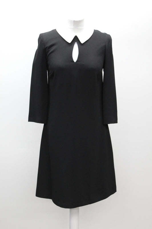 HOBBS Ladies Kady Black Collared Neckline 3/4 Sleeve Mini Dress UK8 BNWT