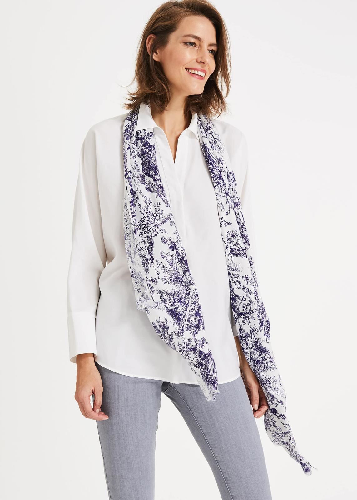 Phase Eight Gilly Sketch Print Scarf Blue/Ivory RRP39