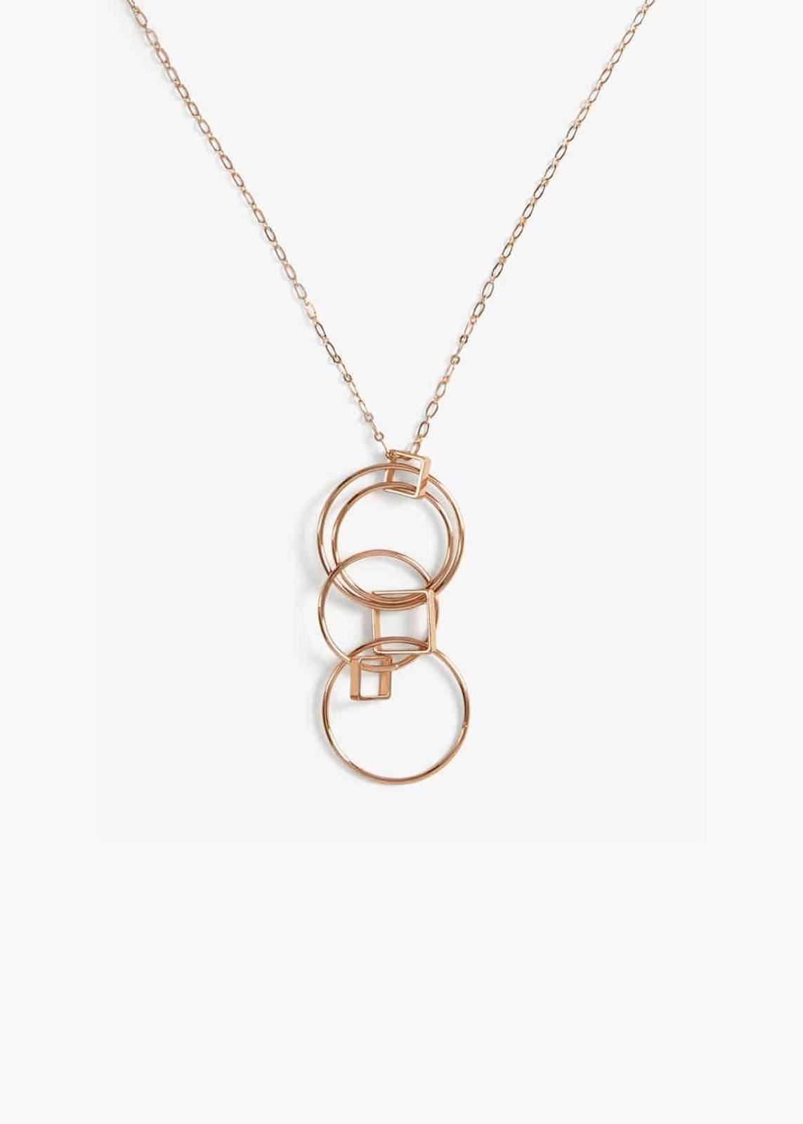 Phase Eight Amory Square and Round Link Necklace Rose Gold RRP29