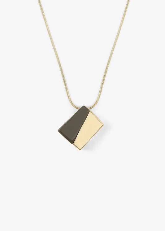 Phase Eight Mandy Asymmetric Block Long Pendant Necklace Gold RRP29