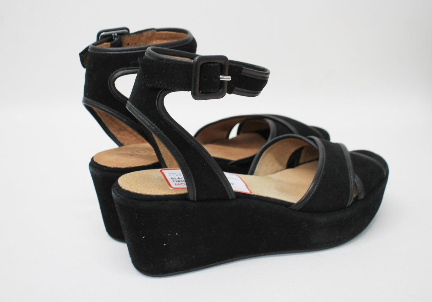 HOBBS Ladies Black Multicolour Suede Leather Mabel Wedge Sandal Shoes UK8 BNIB