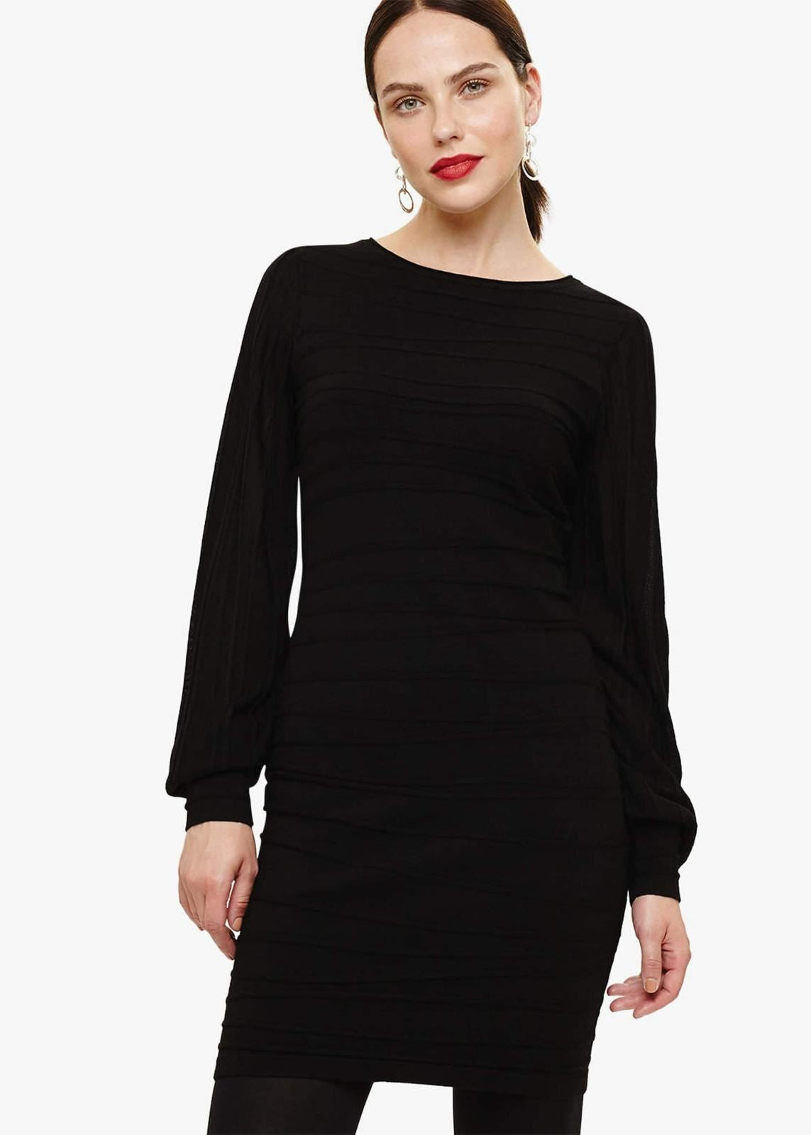 Phase Eight Benita Balloon Sleeve Jumper Dress Black Size UK14 RRP89