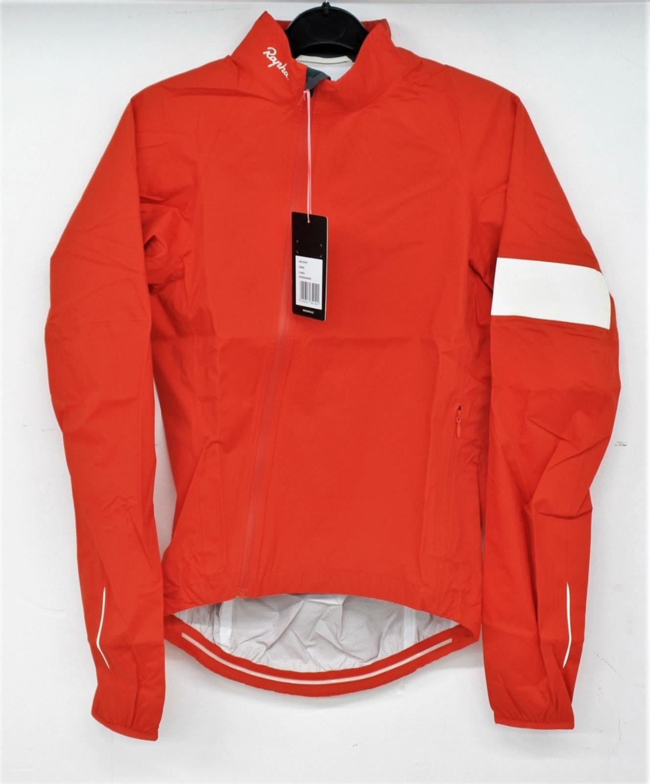 RAPHA Men's Orange White-Stripe Asymmetric Zip Long Sleeve Rain Jacket XS NEW