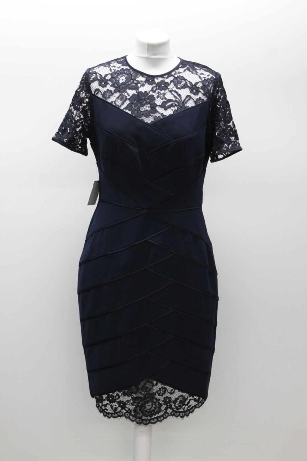 PHASE EIGHT Ladies Zennor Navy Blue Short Sleeve Lace Shift Dress Size UK14 BNWT