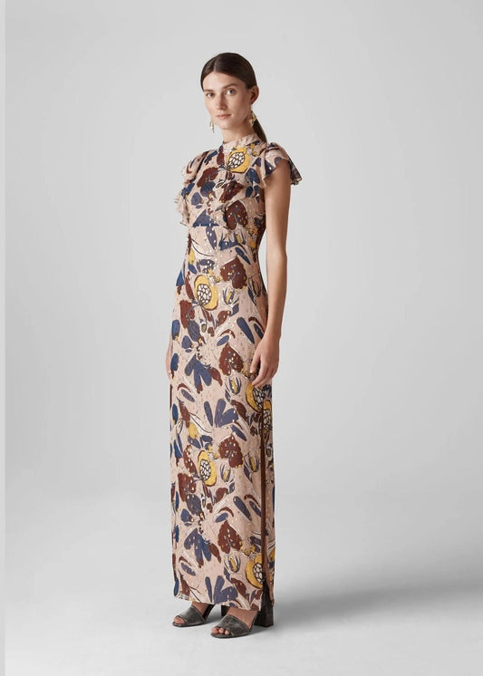 WHISTLES Ladies Bernadette Montrose Neutral Beige Maxi Dress UK8 BNWT RRP329