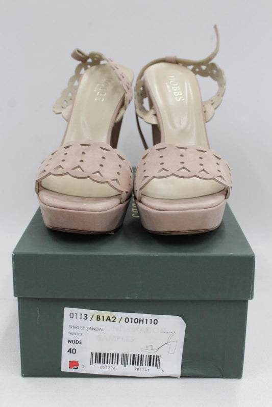 HOBBS Ladies Nude Pink Fine Suede Shirley High Heel Ankle Strap Sandals UK7 NEW