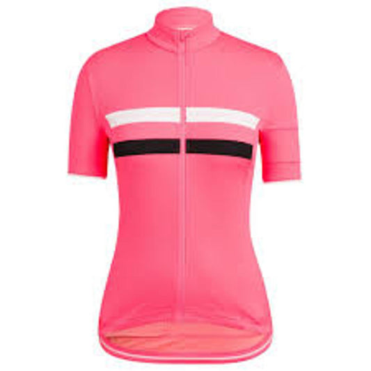 RAPHA Ladies High Vis Pink Striped Short Sleeve Brevet Cycling Jersey XXS BNWT