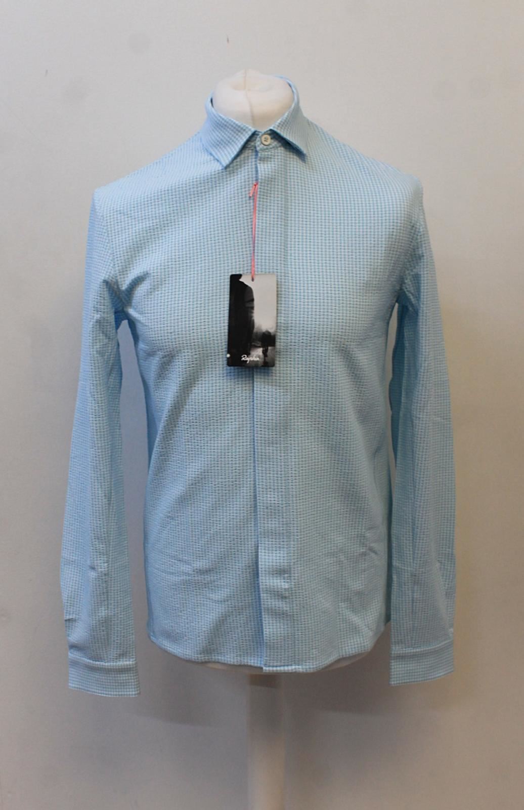 RAPHA Men's Long Sleeve Check Wicking Cycling Shirt Blue White S BNWT RRP100