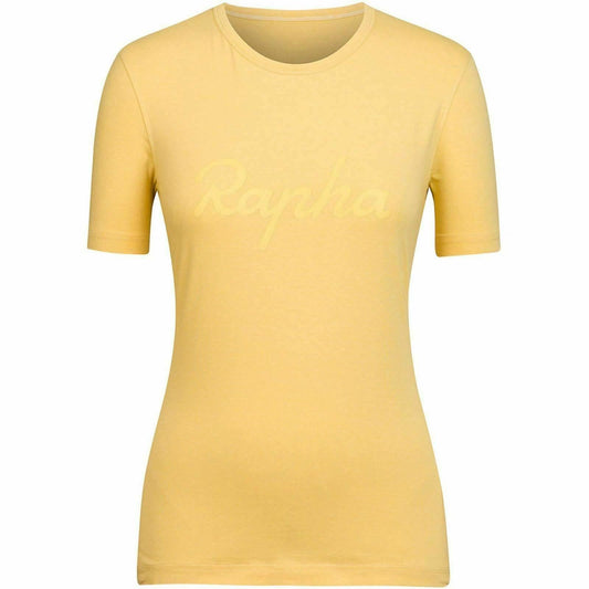 RAPHA Ladies Logo Short Sleeve Cycling Cotton Blend T-Shirt Yellow XL BNWT RRP30