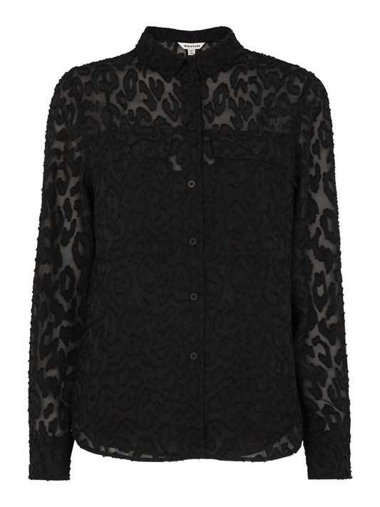 WHISTLES Ladies Black Animal Print Devore Military Shirt UK6 RRP119 BNWT