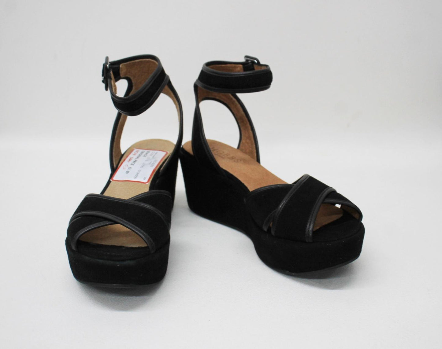 HOBBS Ladies Black Multicolour Suede Leather Mabel Wedge Sandal Shoes UK8 BNIB