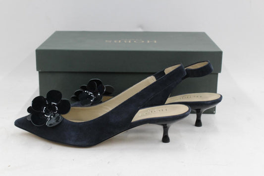 HOBBS Ladies Navy Blue Fine Suede Slim Heel Felicity Slingbacks UK3 RRP199 BNIB