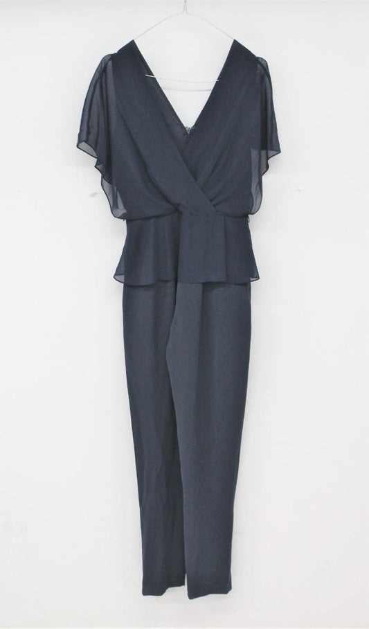 PHASE EIGHT Ladies Navy Sleeveless Zippered V-Neck Blossom Jumpsuit UK8 NEW