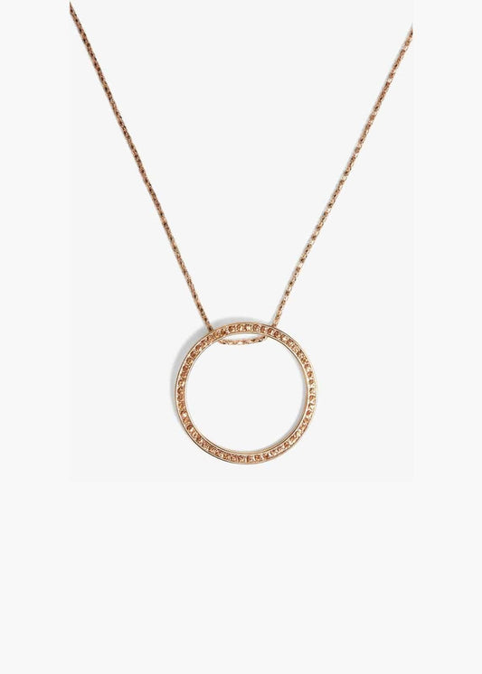 Phase Eight Gwen Pave Disc Necklace Rose Gold RRP29