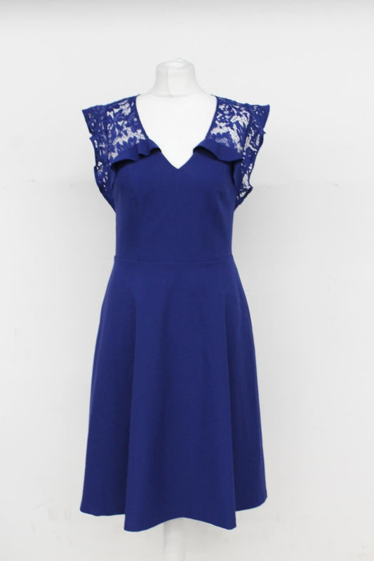 PHASE EIGHT Ladies Navy Blue Lace Shoulder Macy Dress Size UK10 RRP110 BNWT