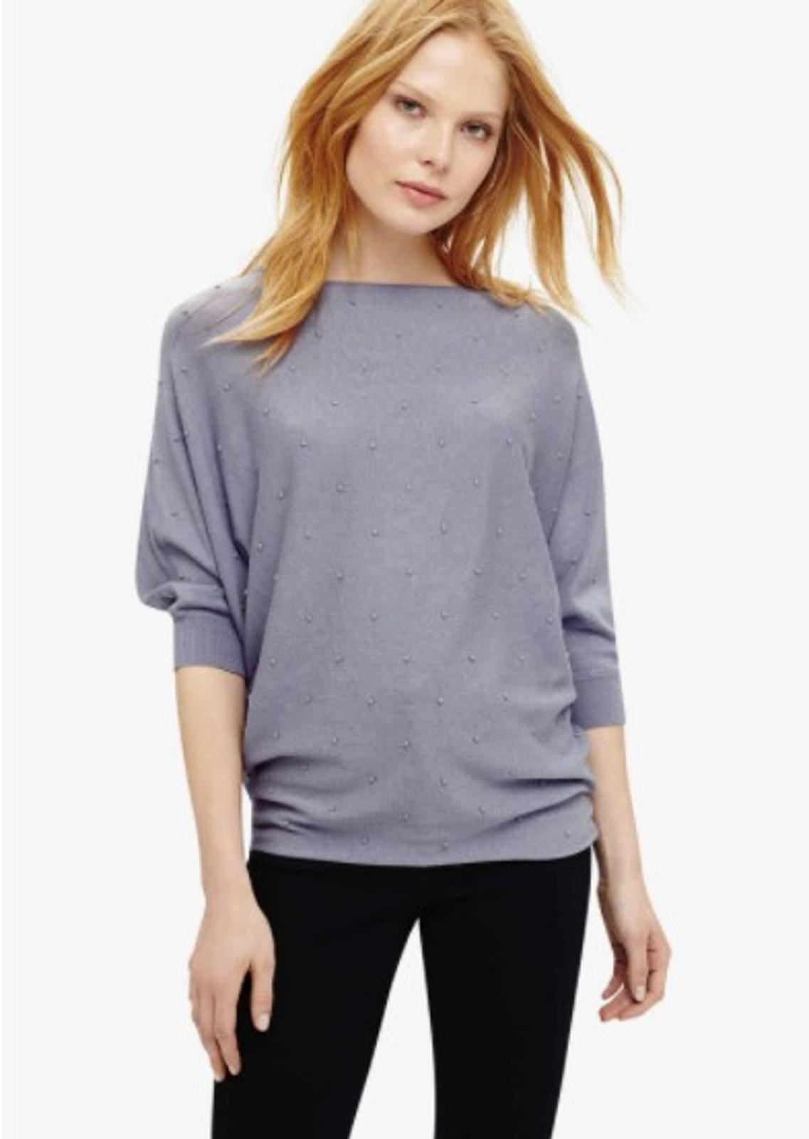 PHASE EIGHT Spot Stitch Batwing Sleeve Knit Jumper Bluebell Size XS RRP65 BNWT
