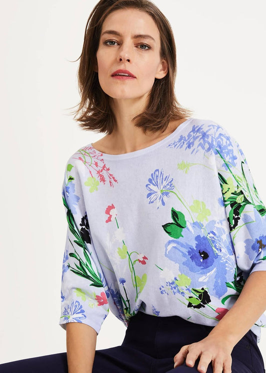 Phase Eight Madalena Meadow Print Knit Jumper Pullover Pale Blue XS RRP69