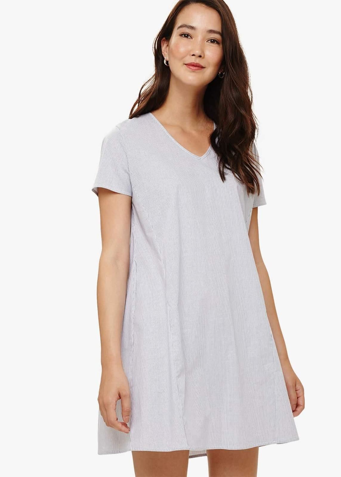 Phase Eight Natascia Pleat Back Tunic Cotton Swing Dress Chambray Size UK8 RRP79