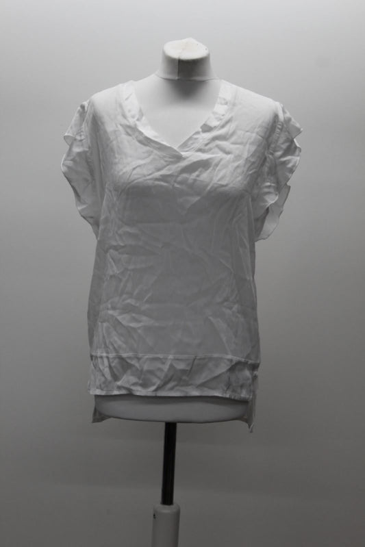 PHASE EIGHT Ladies Kelly- Rose White Ruffle Cap Sleeve V Neck Blouse UK10 BNWT