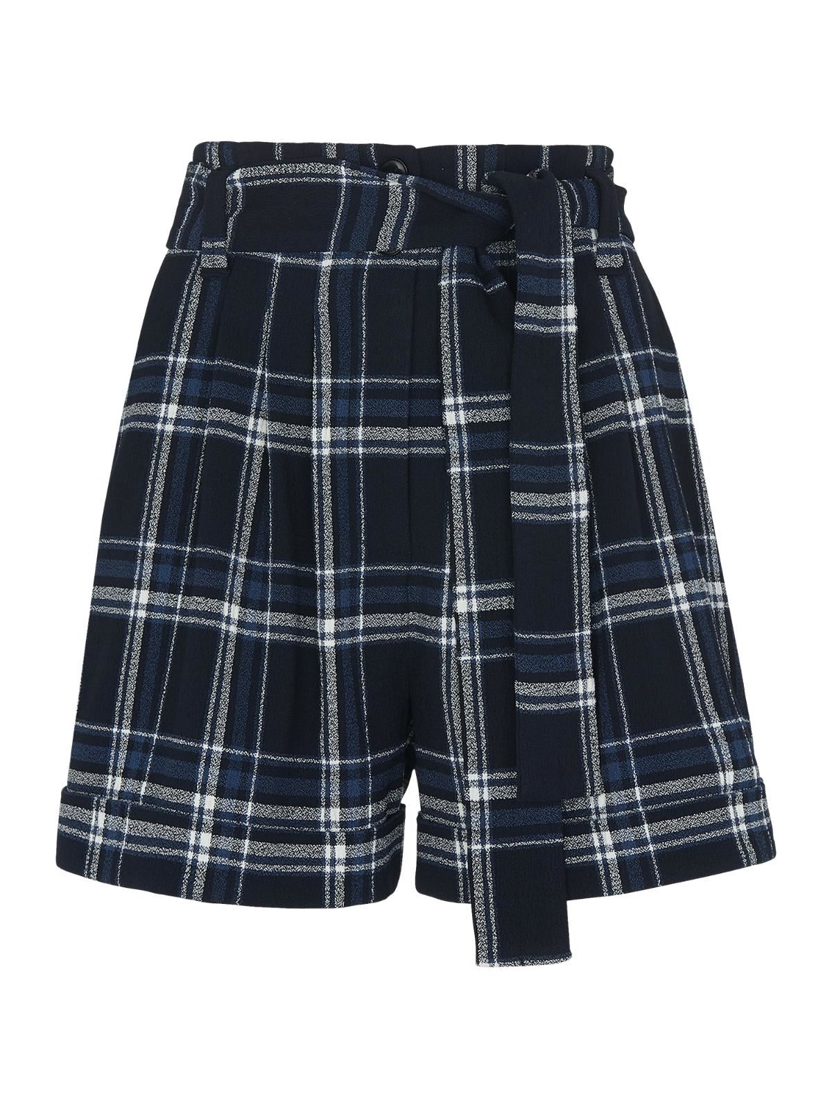 WHISTLES Ladies Check Belted Shorts High Waist Navy/Multi UK4 BNWT RRP89