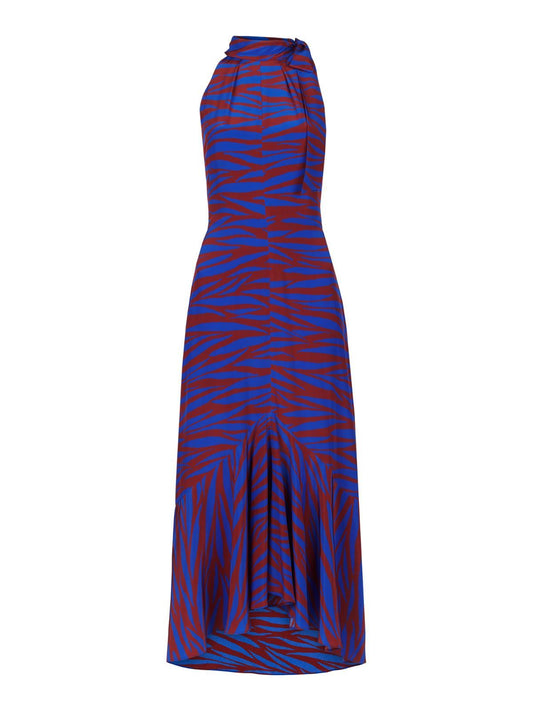 WHISTLES Peria Tiger Print Silk Dress Sleeveless Blue/Multi UK4 RRP279 BNWT