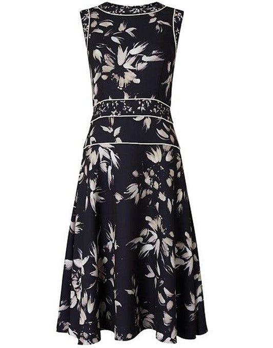 PHASE EIGHT Ladies Darby Floral Print Fit & Flare Dress Black UK16 NEW RRP150