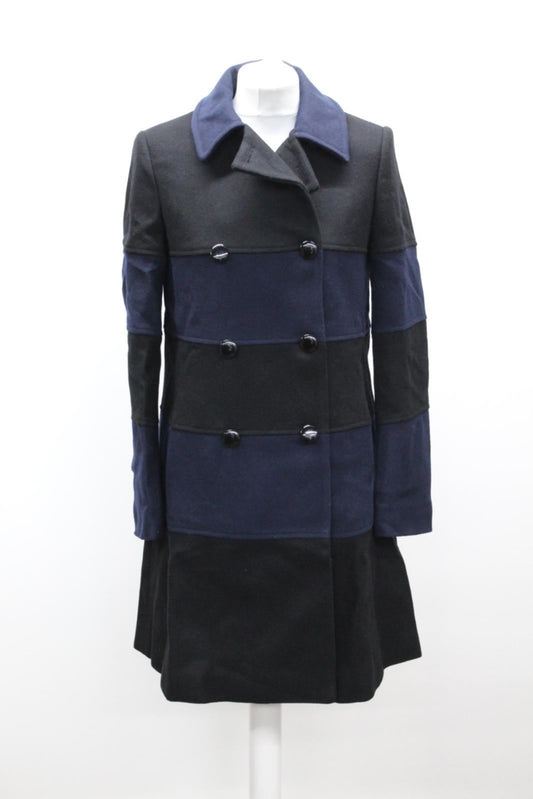 HOBBS Ladies Sophia Black Navy Blue Colour Block Collared Coat UK12 BNWT RRP269