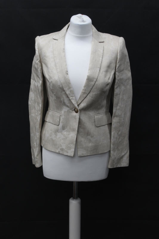 HOBBS Ladies Faye Ivory Linen Single Breasted Blazer Jacket UK8 BNWT RRP169