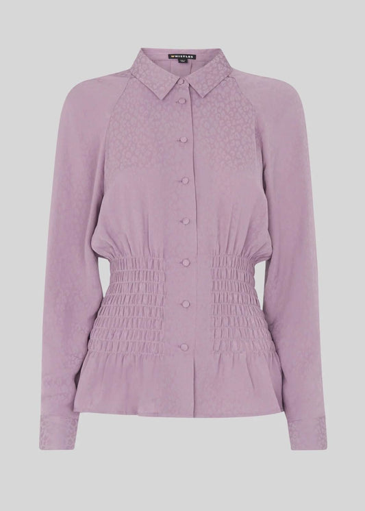 WHISTLES Ladies Claris Lilac Purple Animal Jacquard Blouse UK8 BNWT RRP179
