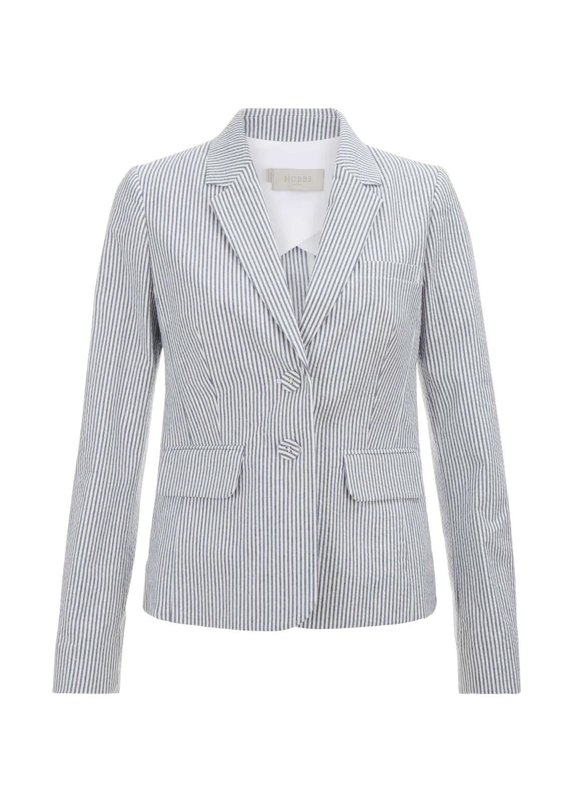 Hobbs Danielle Blazer Jacket Navy White Size UK8 RRP159
