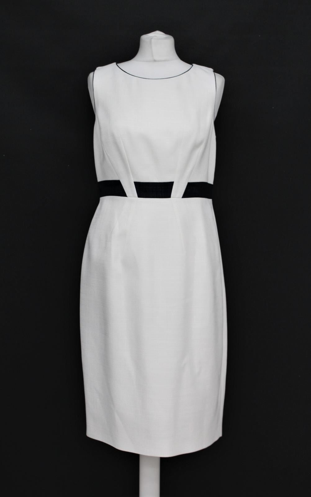 HOBBS Ladies Ivory Navy Blue Sleeveless Yvonna Shift Dress UK14 BNWT RRP169