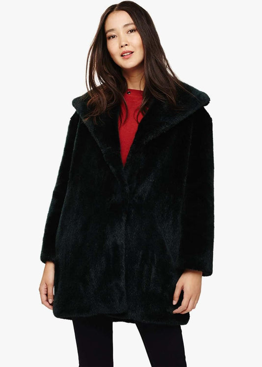 Phase Eight Beckie Faux Fur Coat Dark Teal Size UK16 RRP269