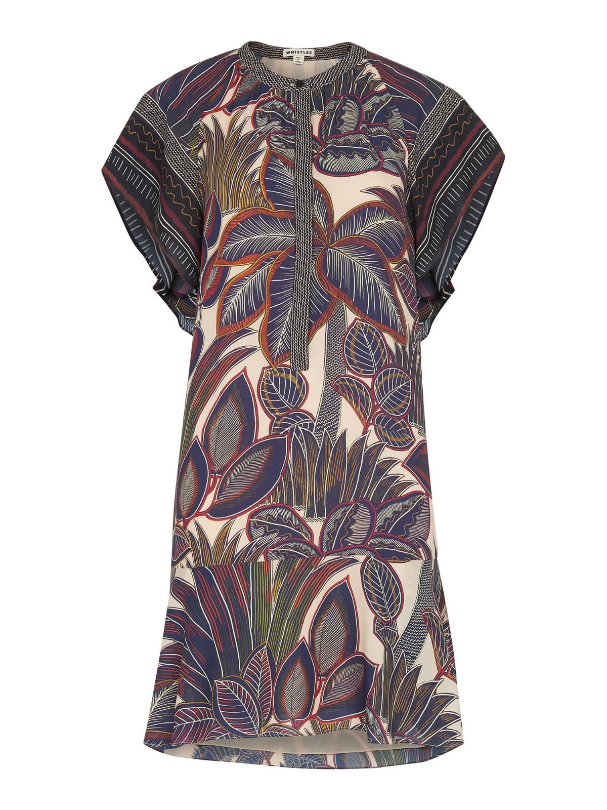 WHISTLES Palm Print Mini Shirt Dress Floral Crew Neck RRP 149.00 UK6 BNWT