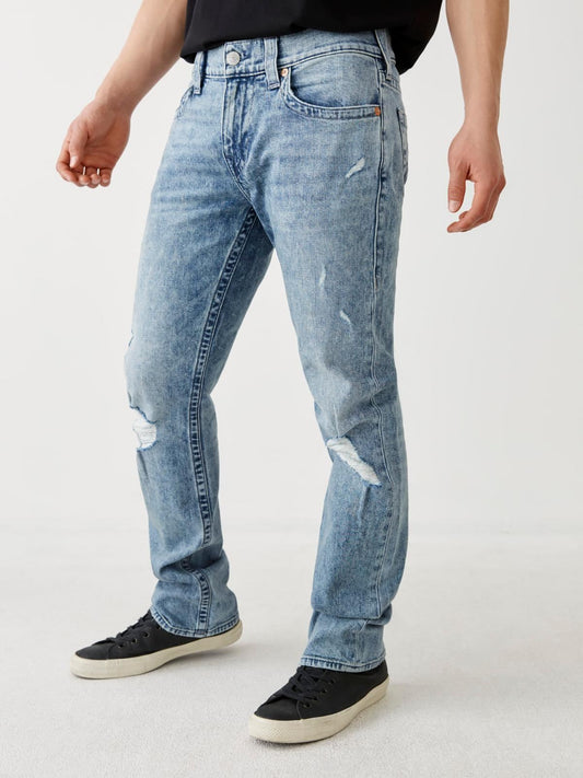 TRUE RELIGION Men's Chopper Blue Ricky Straight Denim Jeans Size 34 RRP169 BNWT