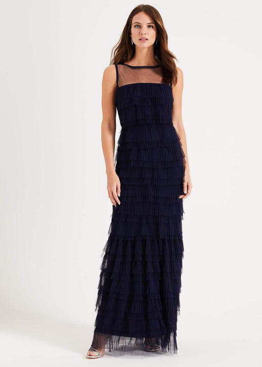 Phase Eight Fleur Tiered Tulle Maxi Maxi Dress Sapphire Size UK10 RRP275