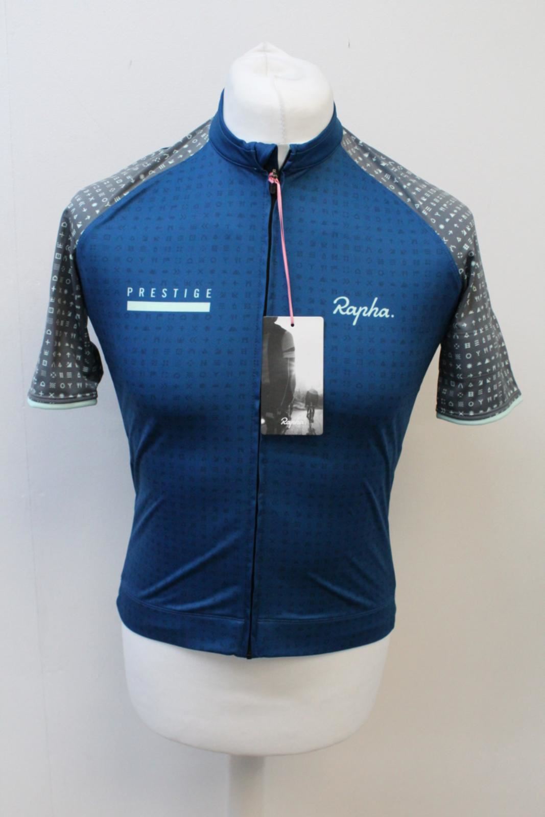 RAPHA Men's Grey Blue Prestige Short Sleeve Zipped Cycling Jersey Size M BNWT