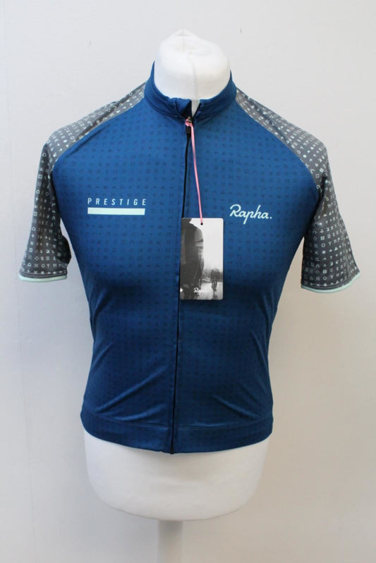 RAPHA Men's Grey Blue Prestige Short Sleeve Zipped Cycling Jersey Size M BNWT