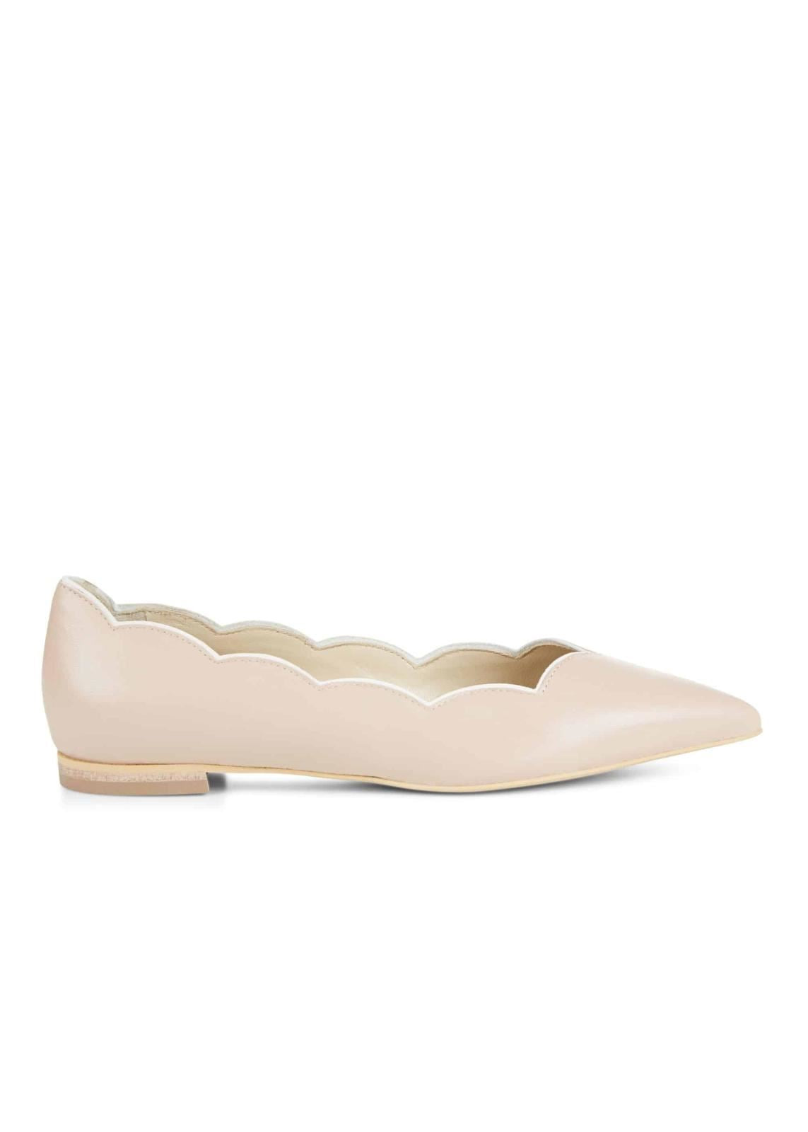 Hobbs Simone Flat Leather Shoe Light Nude EU41 UK8 RRP129