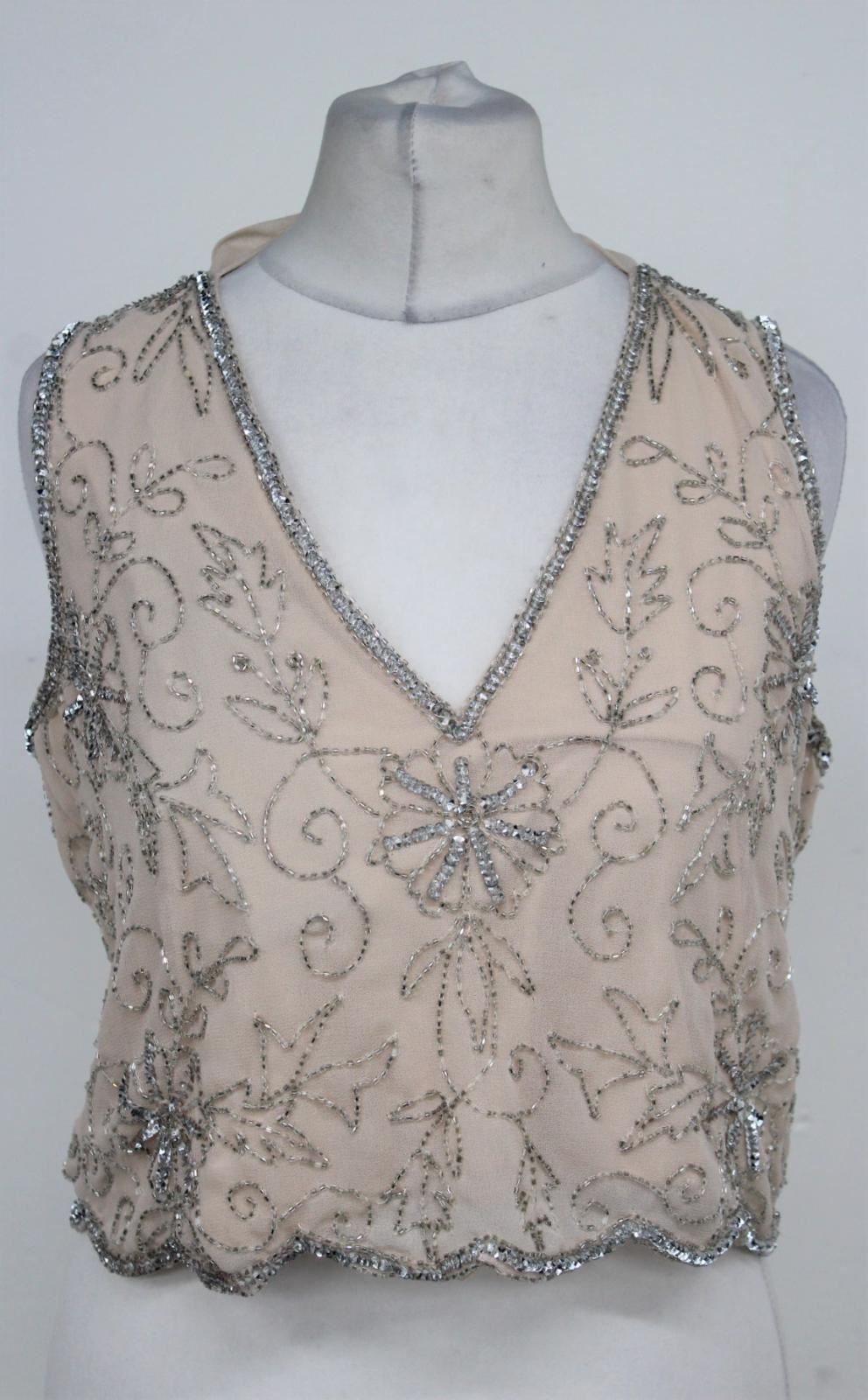 PHASE EIGHT Ladies Pale Pink Maude Embellished Sequin Crop Top UK6 RRP99 BNWT