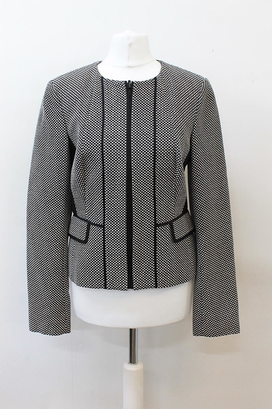 HOBBS Ladies Lillian Black White Tweed Cotton Suit Jacket UK8 EU36 BNWT RRP179